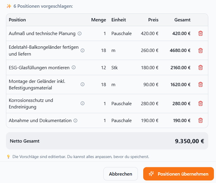 Meisterio Angebote – Metallbau Software