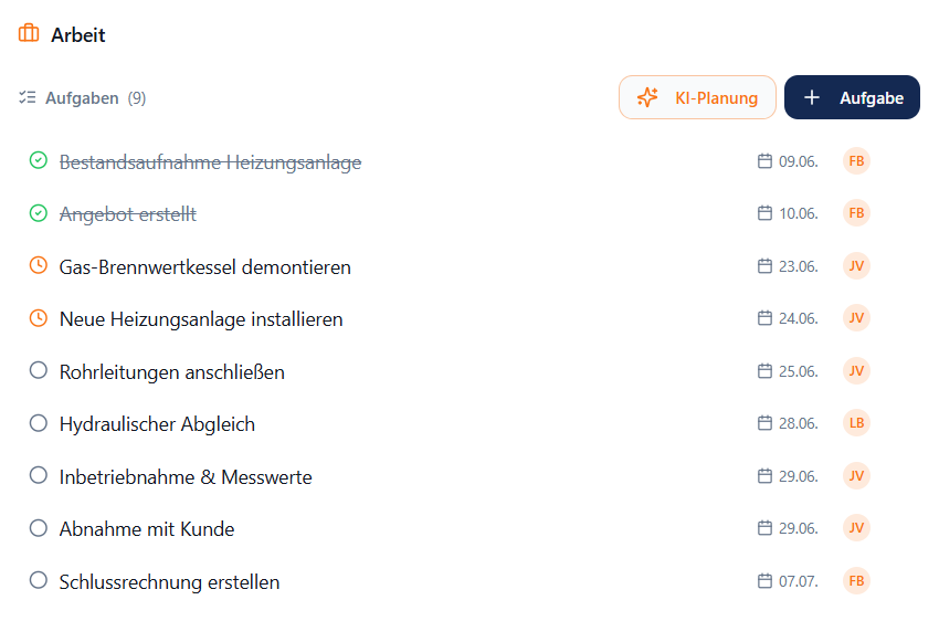 Meisterio Heizungstausch Aufgaben – SHK-Software